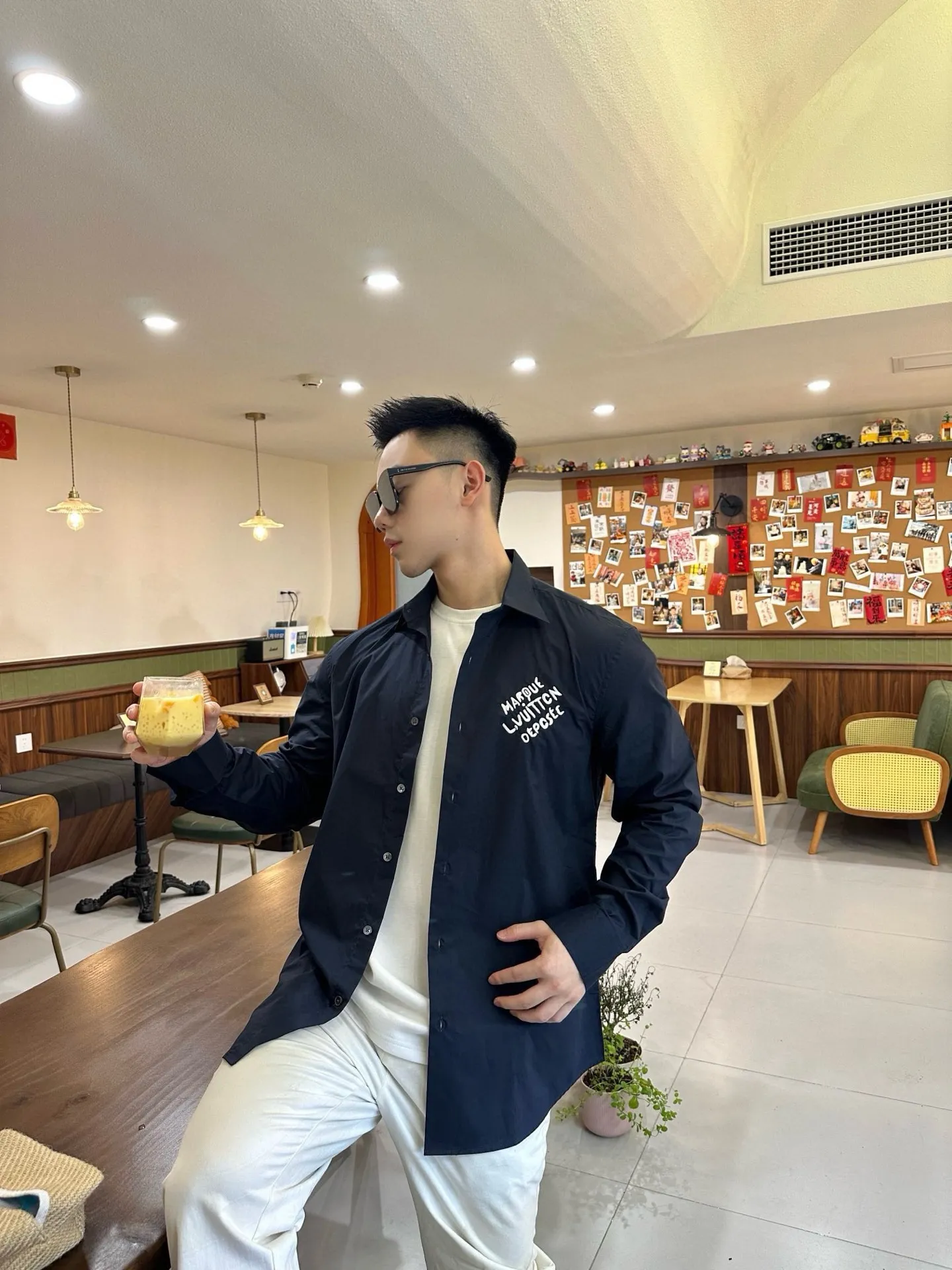 Louis Vuitton 25ss Embroidered Letter Logo Shirt